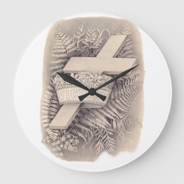 Cross with a crown and victory large clock (Front)