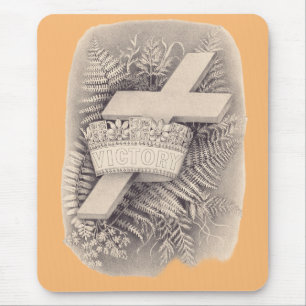Cross with a crown and victory mouse pad