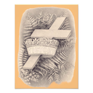 Cross with a crown and victory photo print