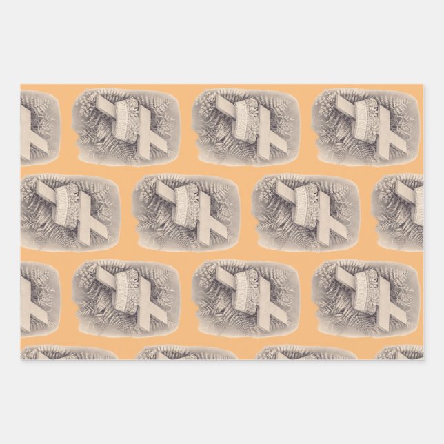 Cross with a crown and victory wrapping paper sheet (Front)