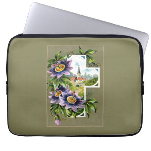 Cross With Church And Flowers  Laptop Sleeve
