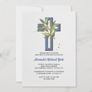 Cross With Ferns Religious Invitation