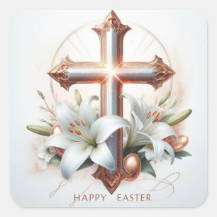 Cross with Lilies and Golden Eggs Envelope Seal