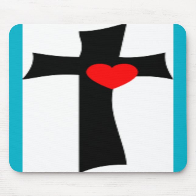 CROSS WITH RED HEART MOUSE PAD (Front)