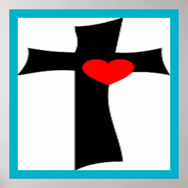 CROSS WITH RED HEART POSTER (Front)