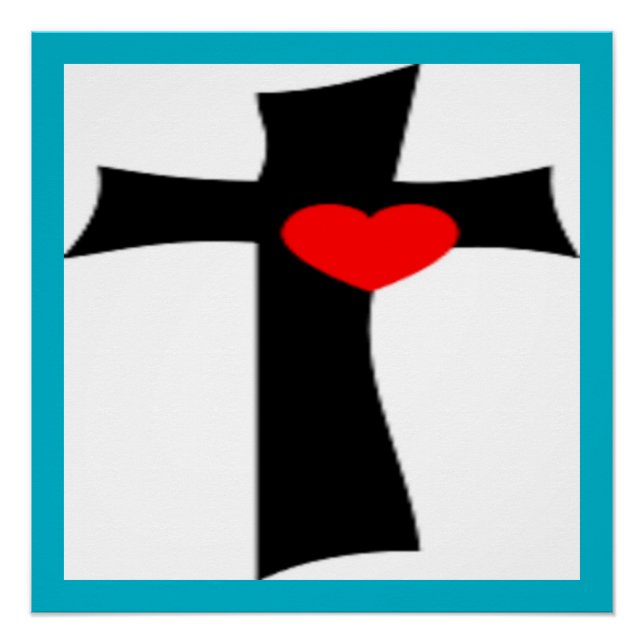 CROSS WITH RED HEART POSTER (Front)