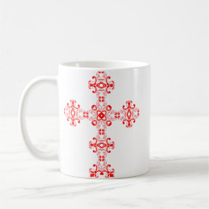 Cross with red ornament coffee mug