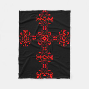 Cross with red ornament fleece blanket