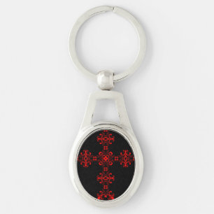 Cross with red ornament key ring