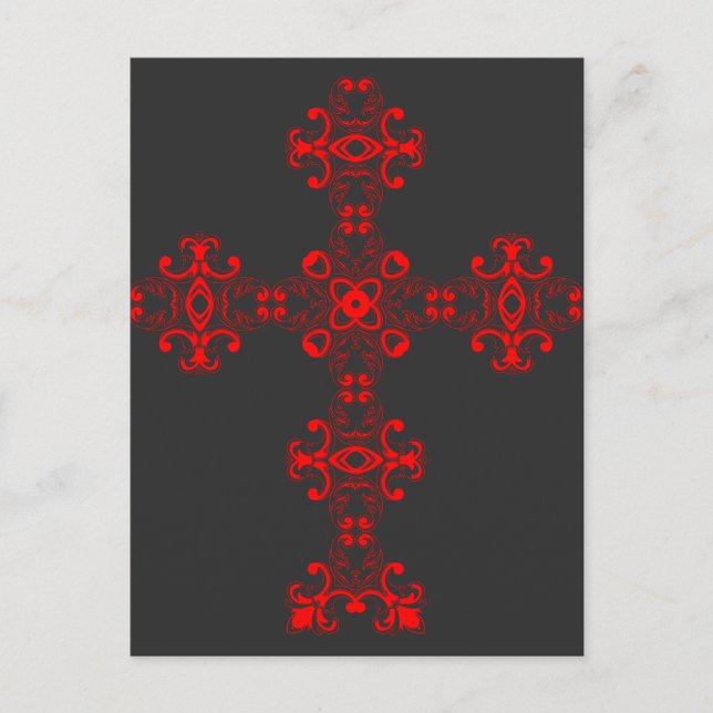 Cross with red ornament postcard (Front)