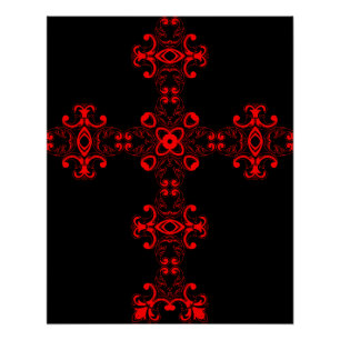 Cross with red ornament poster