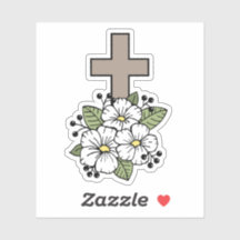 Cross With White Flowers Sticker