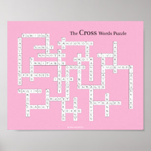 Cross Words Puzzle Grumpy Humor Pink Poster