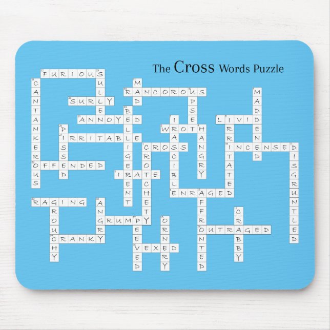 Cross Words Puzzle Semantics Humour Blue Mouse Pad (Front)