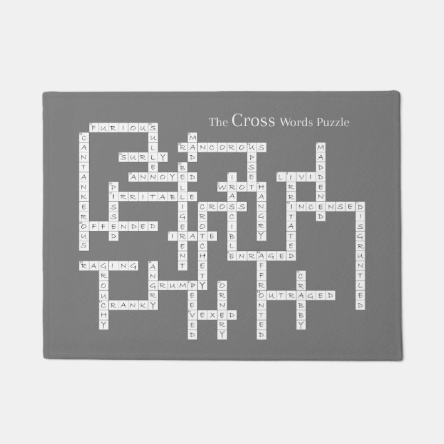 Cross Words Puzzle Semantics Humour Grey Doormat (Front)