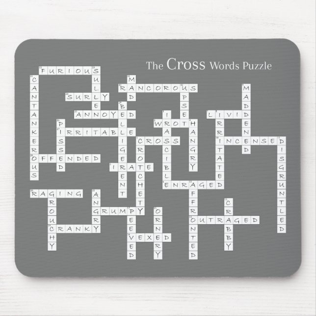 Cross Words Puzzle Semantics Humour Grey Mouse Pad (Front)