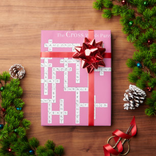 Cross Words Puzzle Semantics Humour Pink Wrapping Paper