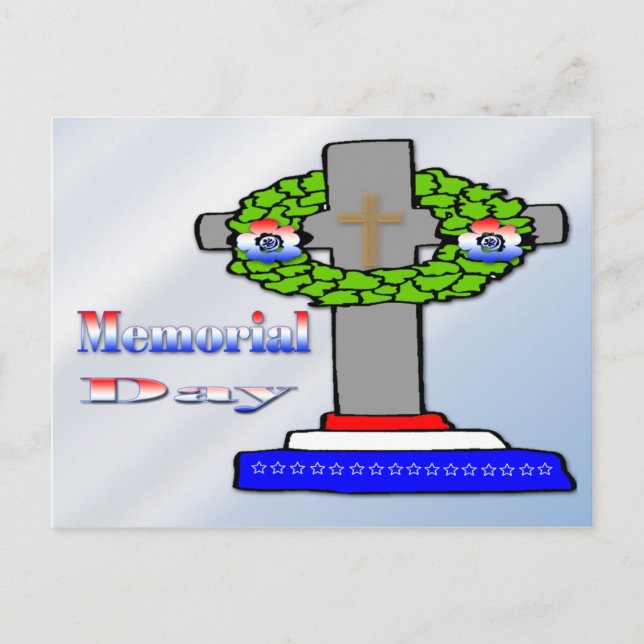 Cross & Wreath -  Memorial Day Postcard (Front)