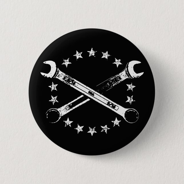 Cross Wrenches 517 6 Cm Round Badge (Front)