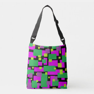 Crossbody Bag or Tote With Green Magenta Black Art