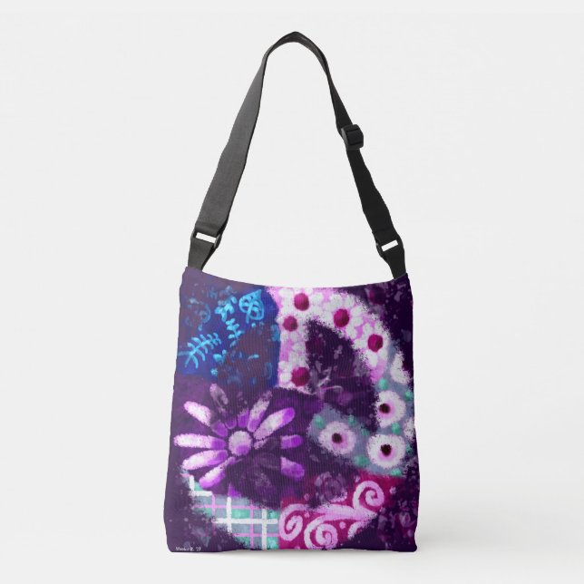 Crossbody Bag Purse - Abstract Peace Sign Art (Front)