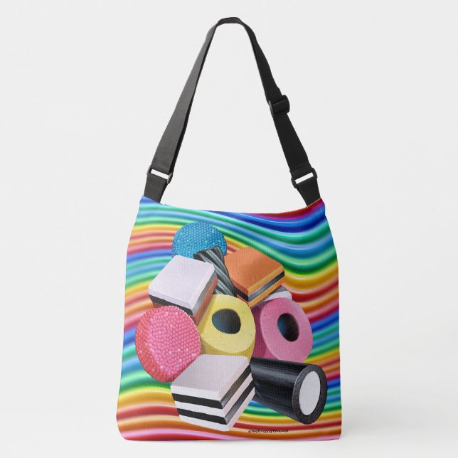 Crossbody large Tote bag. Candy Allsorts cascade (Front)