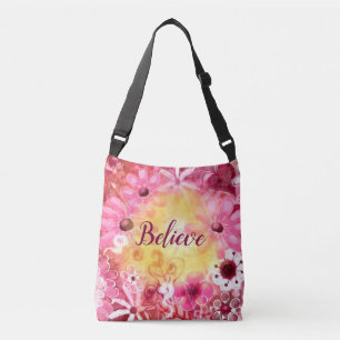 Crossbody Purse - Whimsical Floral 'Believe' Bag