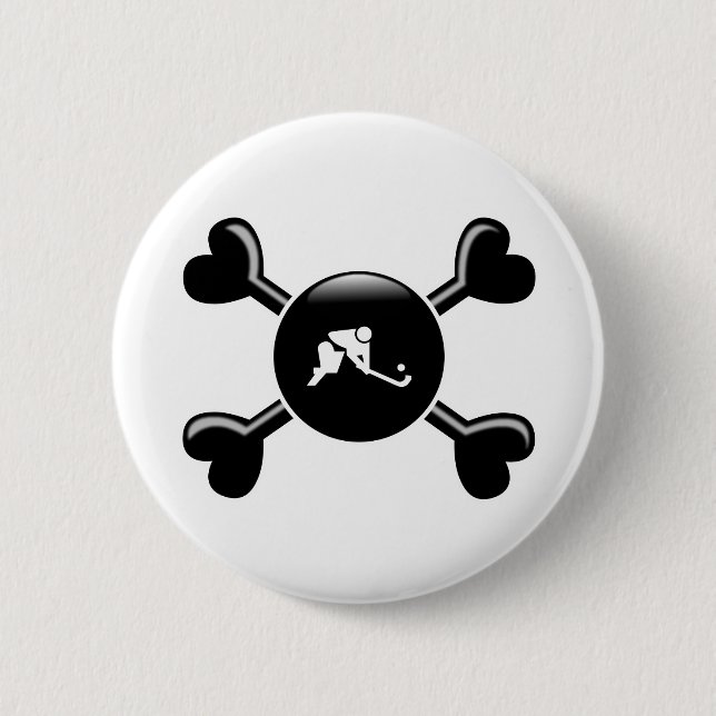 Crossbones Field Hockey 6 Cm Round Badge (Front)
