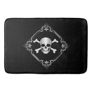 Crossbones/Jolly Roger/Pirate/black/silver Bath Ma Bath Mat