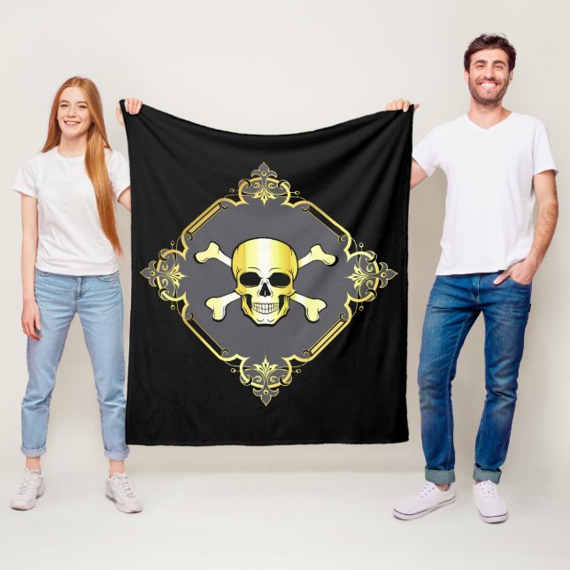 Crossbones/Jolly Roger/Pirate/gold/black    Fleece (In Situ)