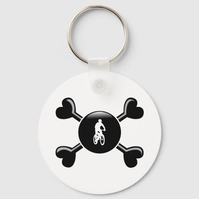 Crossbones Mountain Biking Key Ring (Front)