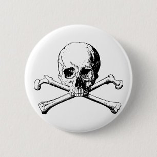 Crossbones skull 6 cm round badge