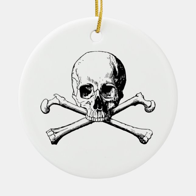 Crossbones skull ceramic ornament (Front)