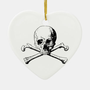 Crossbones skull ceramic tree decoration