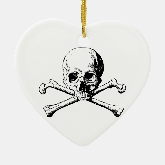 Crossbones skull ceramic tree decoration (Front)