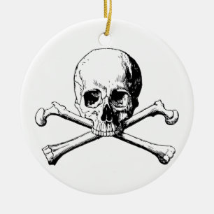 Crossbones skull ceramic tree decoration