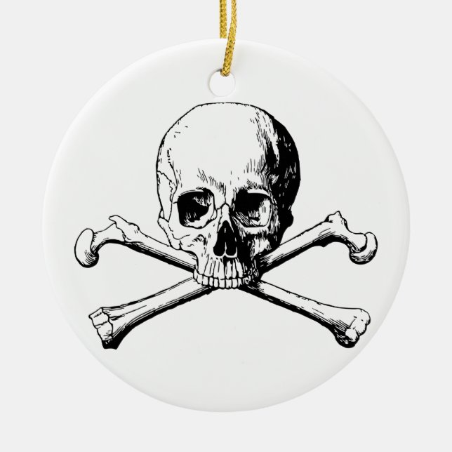 Crossbones skull ceramic tree decoration (Front)
