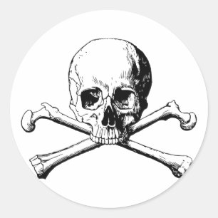 Crossbones skull classic round sticker