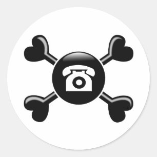 Crossbones Telephones Classic Round Sticker