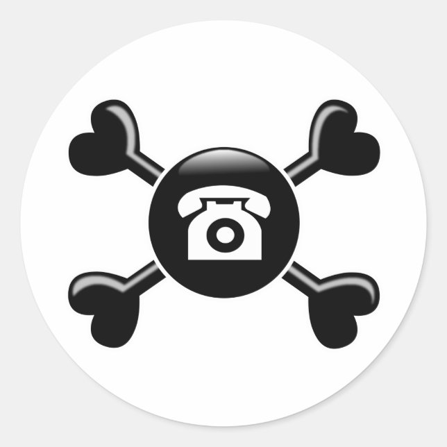 Crossbones Telephones Classic Round Sticker (Front)