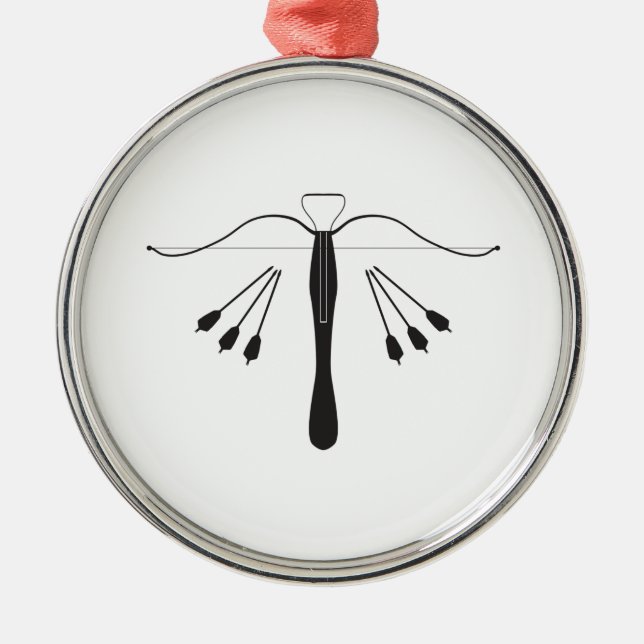 Crossbow And Bolts Set In Silhouette Metal Ornament (Front)