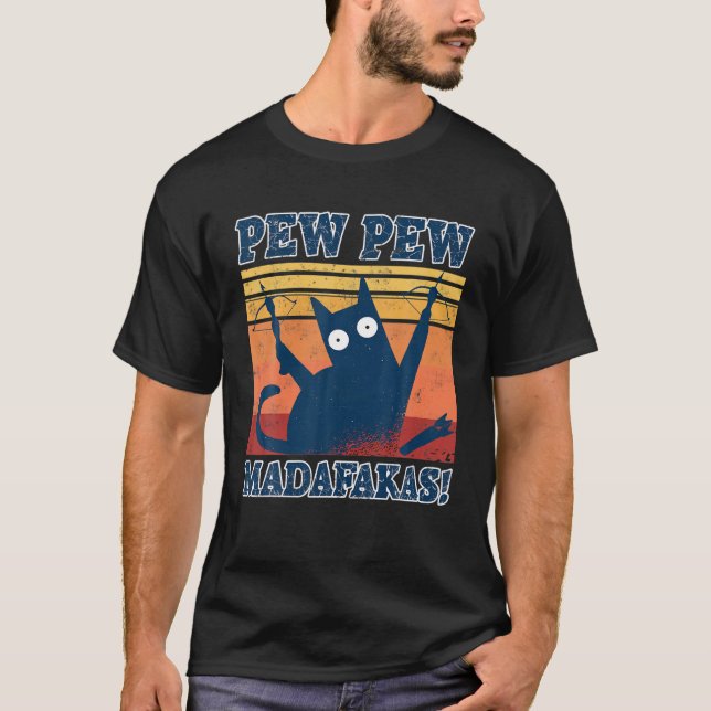 Crossbow Cat Pew Pew Madafakas Tee Funny Cat Cross (Front)