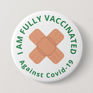 Crossed Adhesive Bandages Fully Vaccinated 7.5 Cm Round Badge
