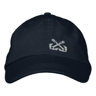 Crossed Anchors Nautical Star Embroidery Embroidered Hat