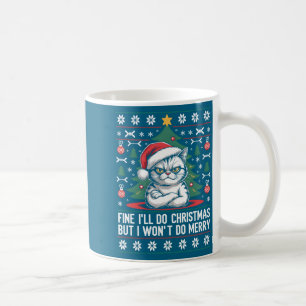 Crossed Arms Cat Funny Christmas Ugly Sweater Long Coffee Mug