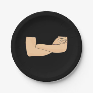 Crossed arms paper plate