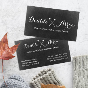 Crossed Arrows On Rustic Chalkboard Boho Boutique Business Card