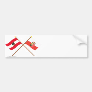 Crossed Austria and Oberösterreich flags Bumper Sticker