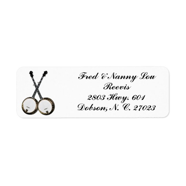 CROSSED BANJOS RETURN ADDRESS LABEL (Front)