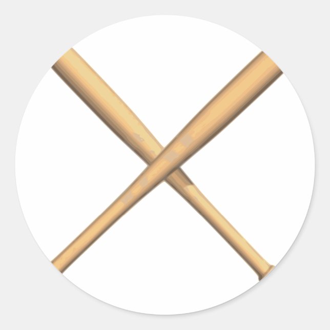 Crossed Baseball Bats Classic Round Sticker (Front)